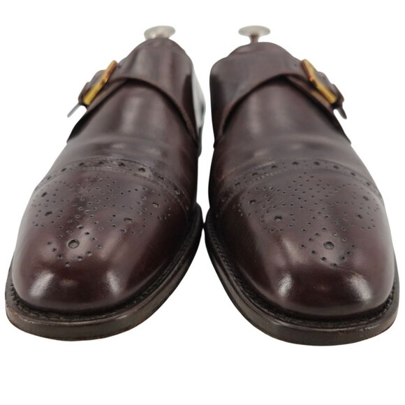 Bruno Magli Italy Mens 12M Brown Dress Shoes Leather Monk Strap Loafers Vintage - Picture 9 of 13